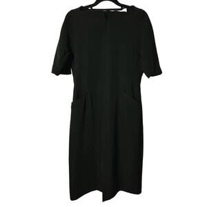 MM Lafleur Dress Sheath Mini Pockets WonderTex Stretch Short Sleeve Black 2